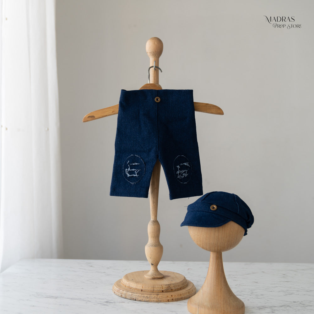 Rental - Kumoto Denim Pant Hat Set - Newborn Dark blue