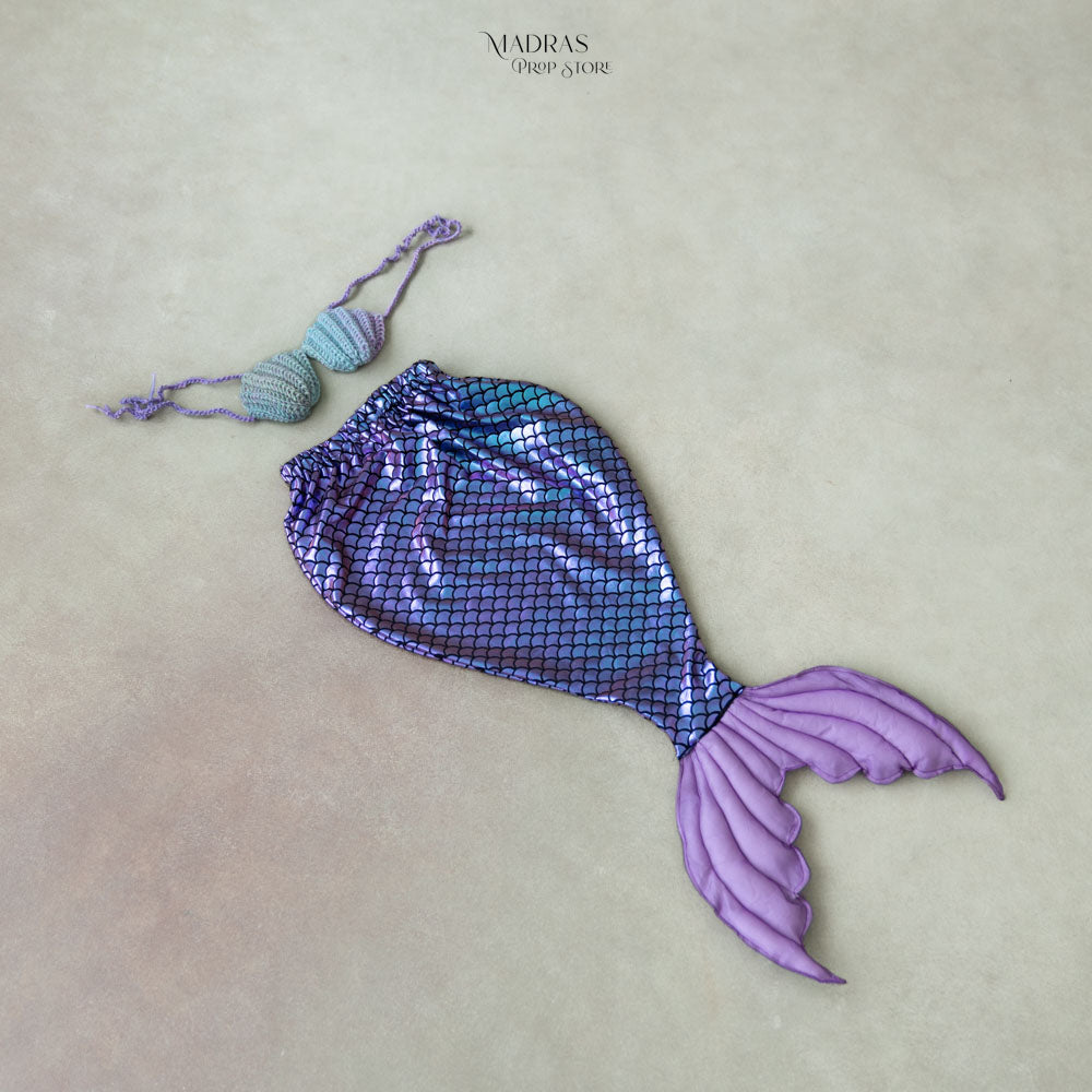 Rental - Mermaid Outfit - Purple Fish Scale - 9 To 12 Months