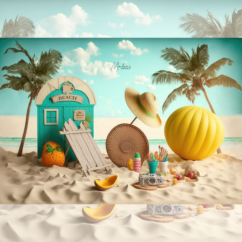 Rental - Miami - Printed Baby Backdrop - 5 by 7 Feet - Fabric