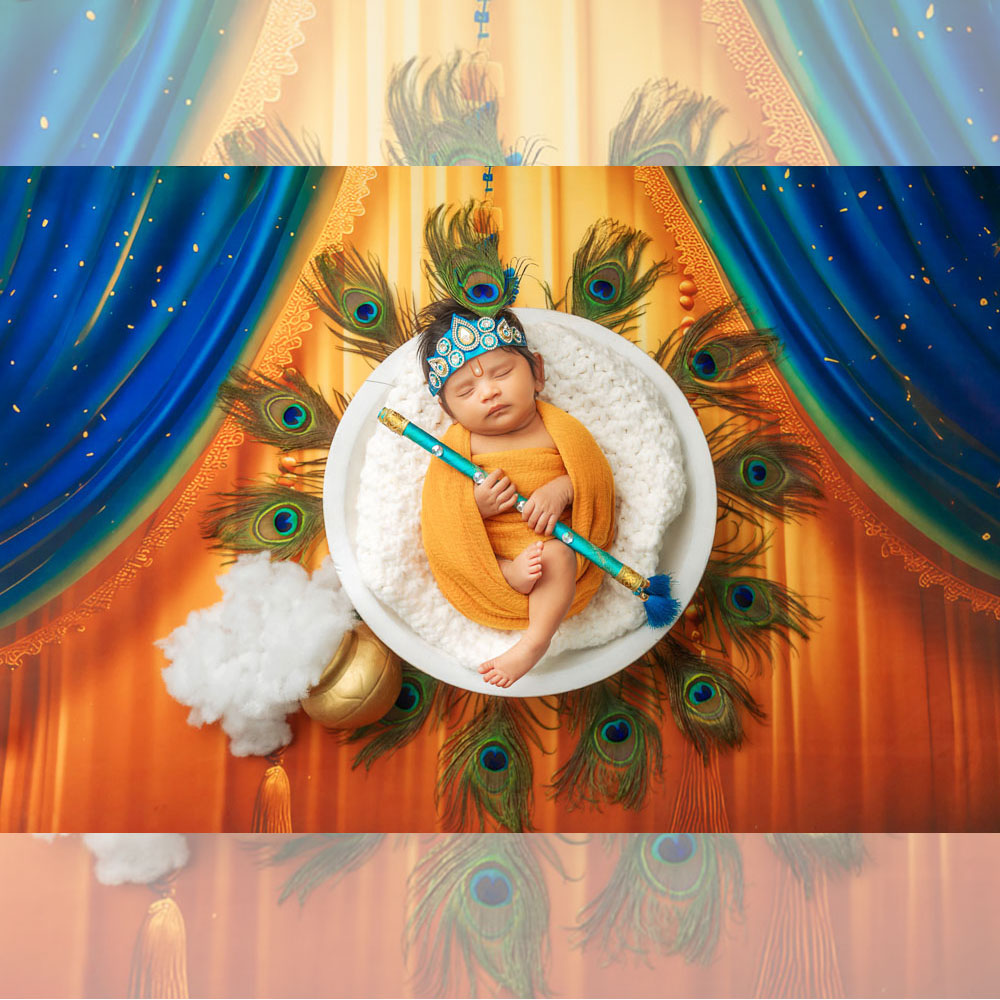 Rental - Radhe Shyam - Printed Baby Backdrop - 5 by 7 Feet - Fabric