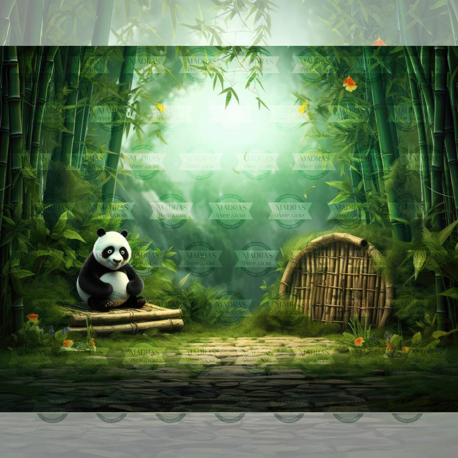 Rental - Panda House - Baby Printed Backdrops - 5 by 6 Feet Fabric