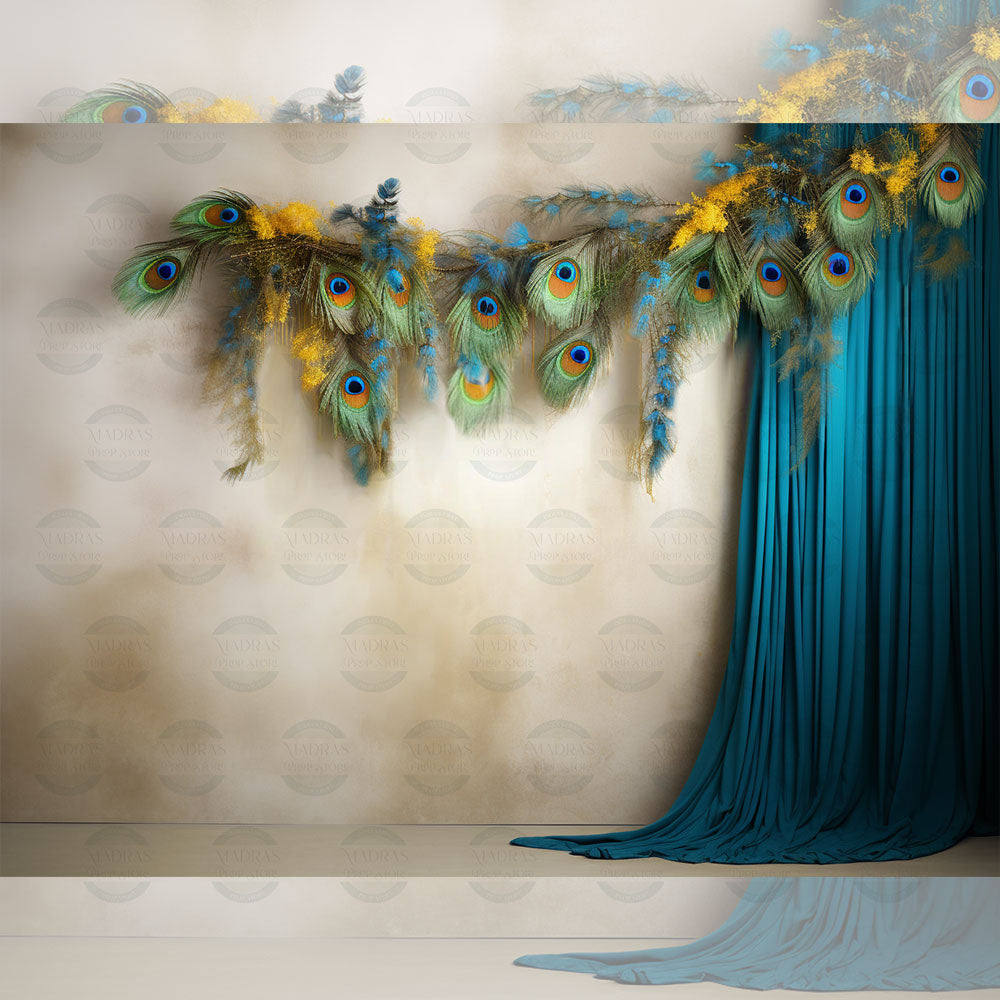 Rental - Plumage Paradise - Printed Baby Backdrop - 5 by 7 Feet - Fabric