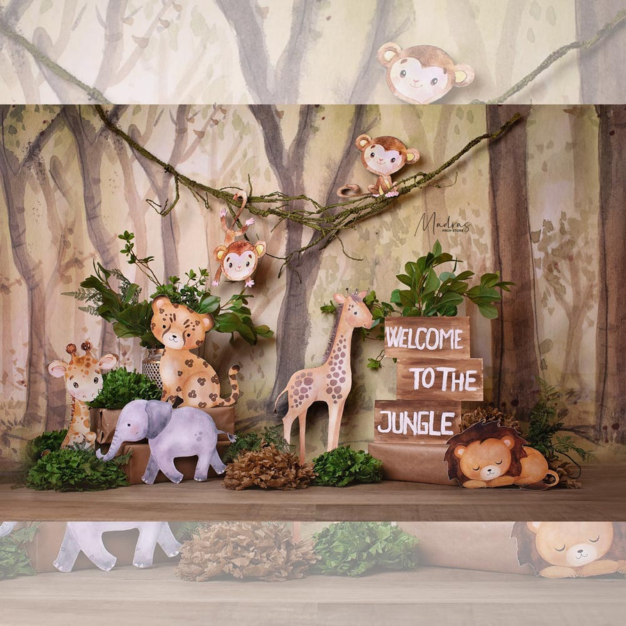 Rental - The Jungle Book - Printed Baby Backdrop - 5 by 7 Feet - Fabric