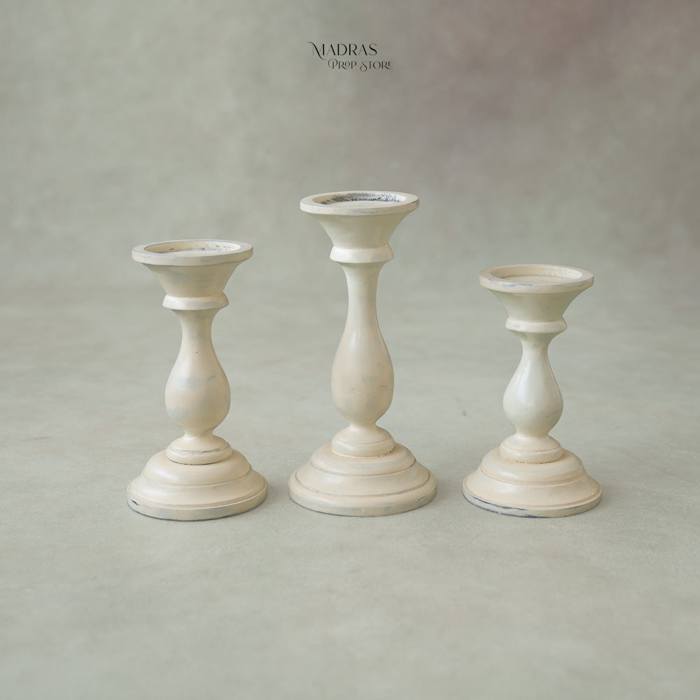 Rental - candle Stand Set Of 3 Distressed finish