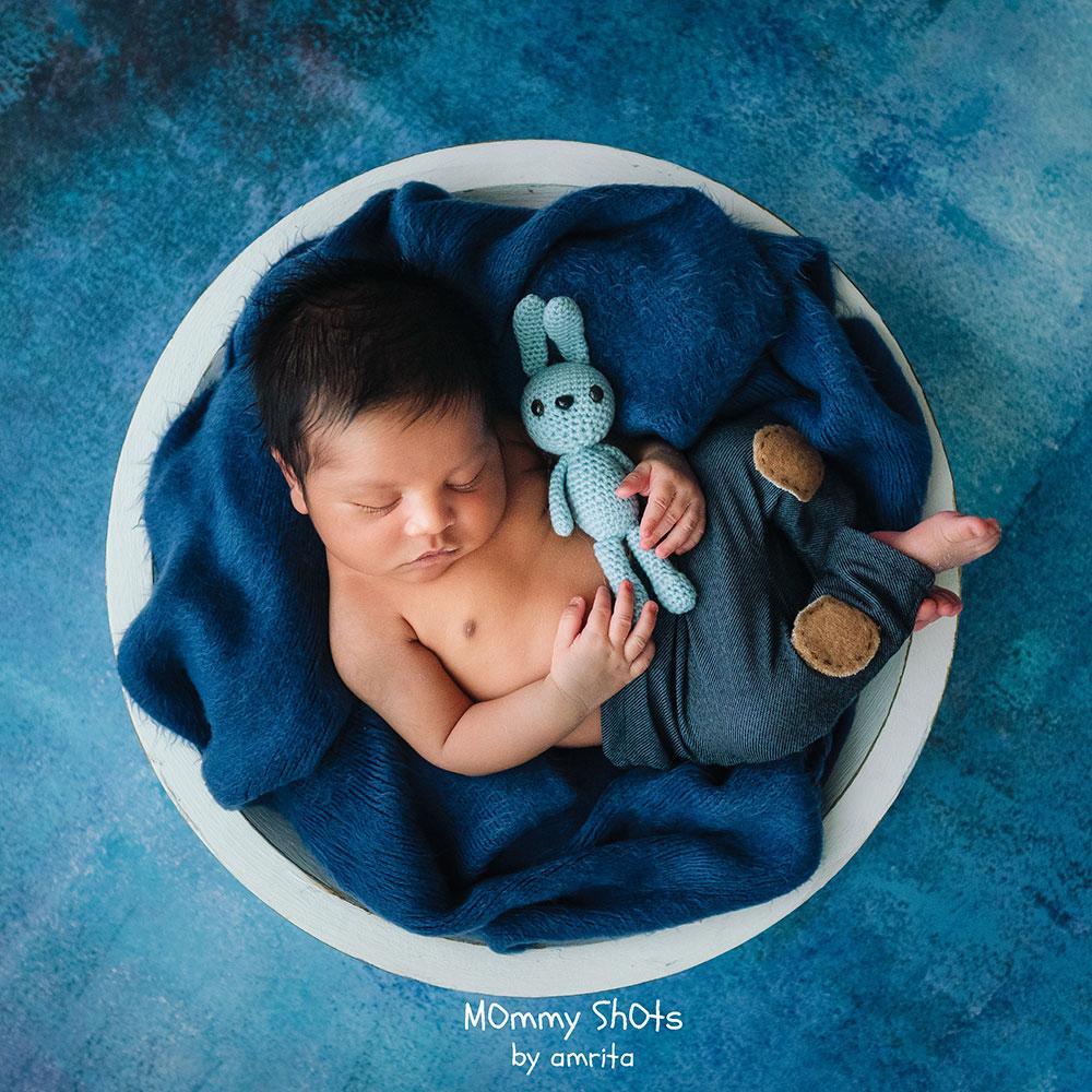 Rental - Distressed Blue Wall - Painted Baby Backdrops - 5 by 6 Feet