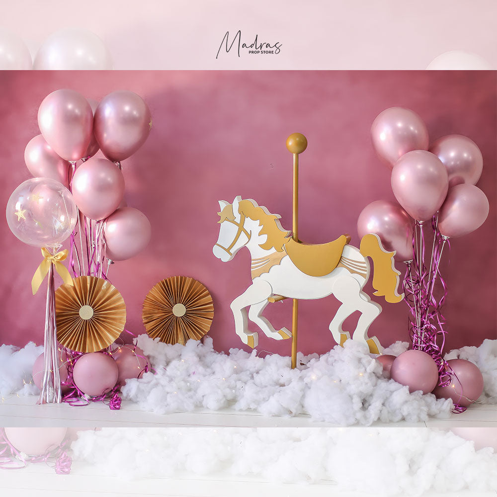 Merry Go Round - 5 By 6- Fabric Printed Backdrop