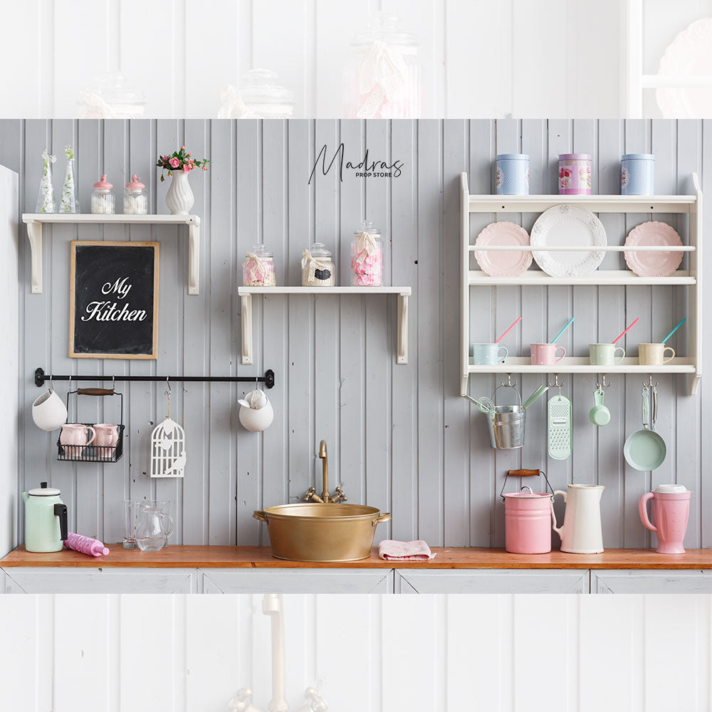 My Kitchen - Xmas house 5 By 6- Fabric Printed Backdrop