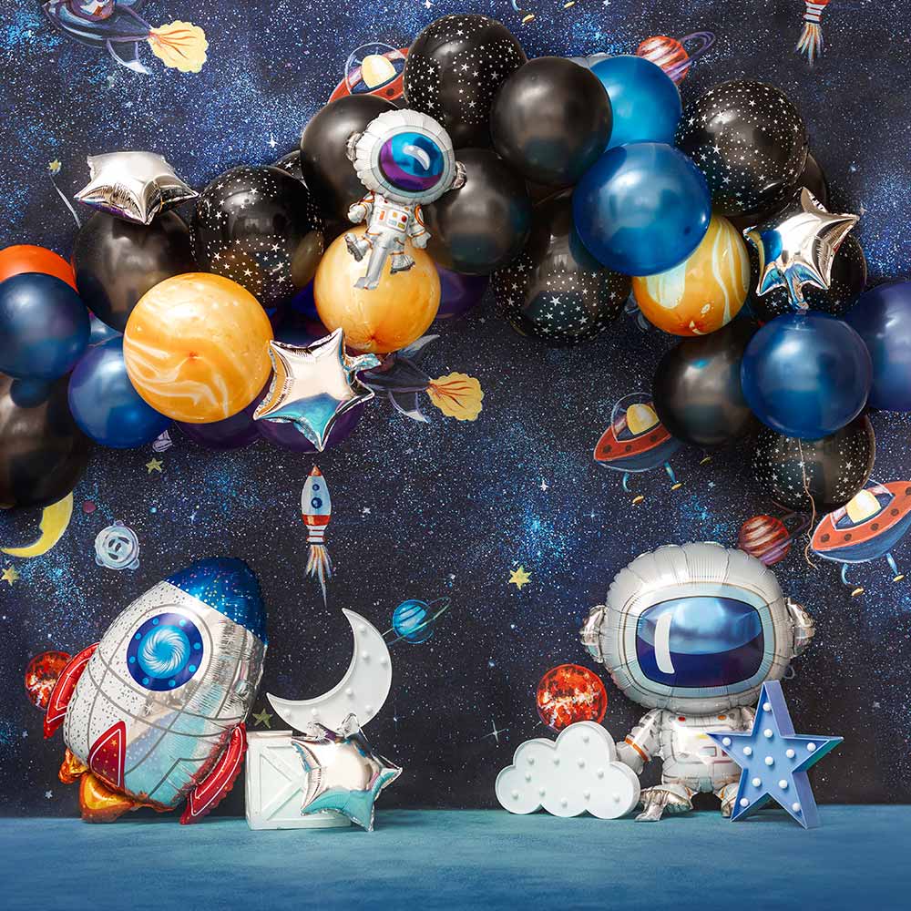 Space Balloons- 5 By 6- Fabric Printed Backdrop