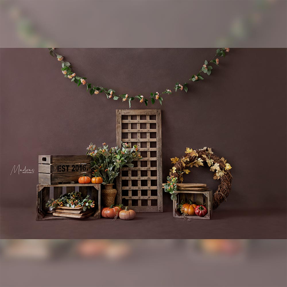 Autumn With The Pumpkin - 5 By 6- Fabric Printed Backdrop