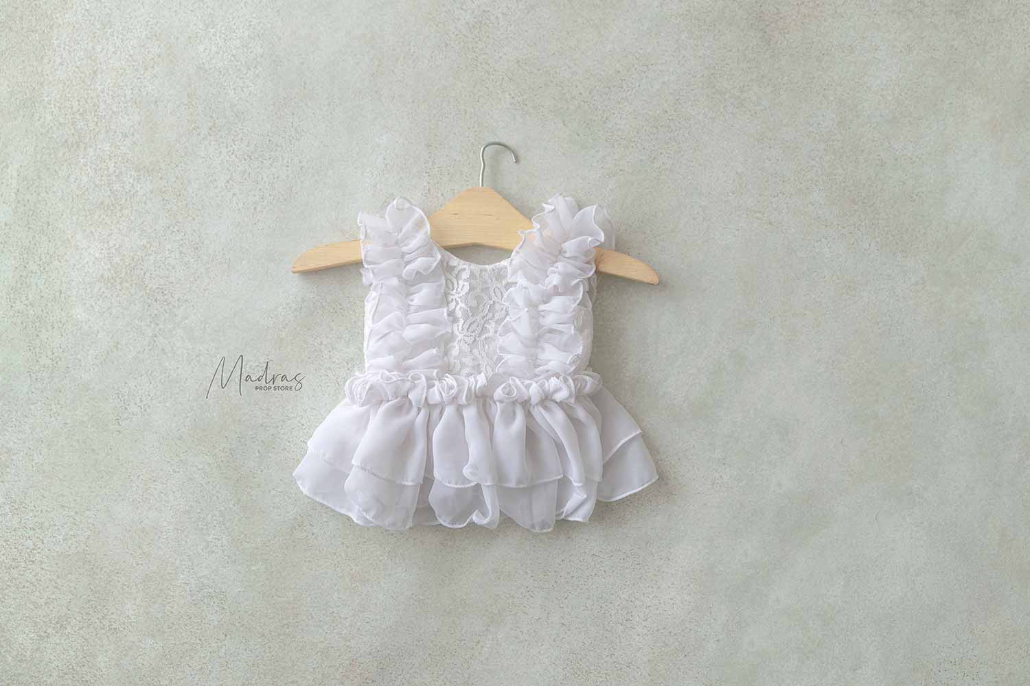 Rental - White Frill Gown 3 to 6 Months