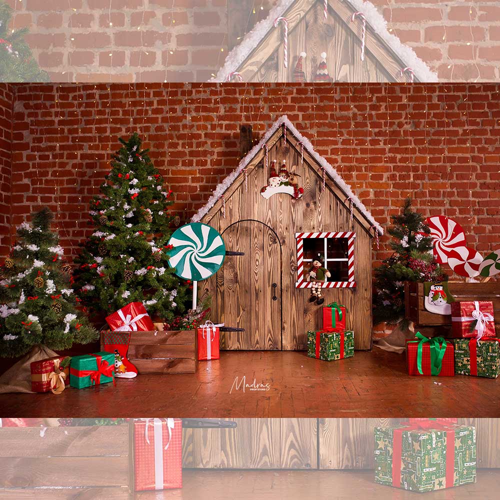 Rental - Xmas house - Printed Baby Backdrop - 5 by 6 Feet