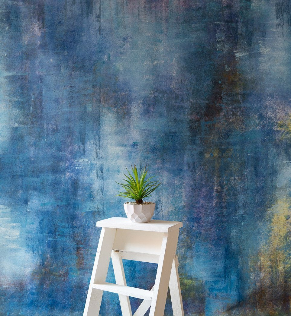 Rental - Distressed Blue Wall - Painted Baby Backdrops - 5 by 6 Feet