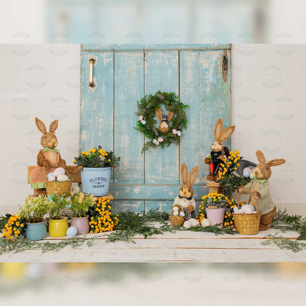 BLUE DOOR BUNNY GARDEN - BABY PRINTED BACKDROPS