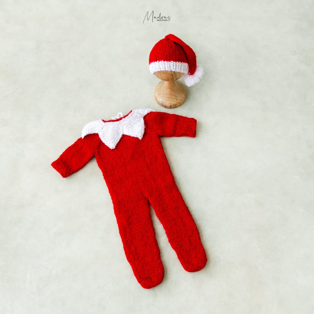 Red woolen Xmas romper | 6 to 12 Month