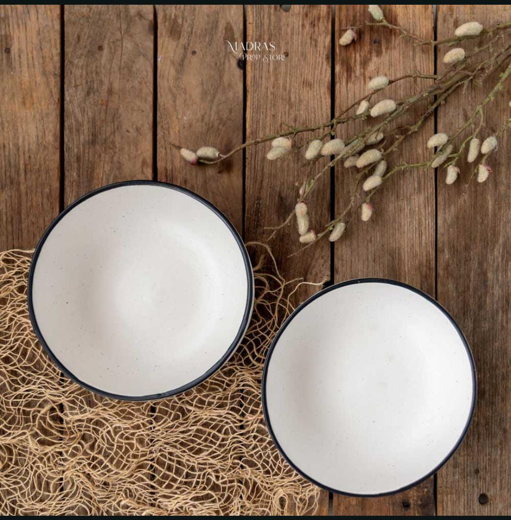 RENTALS - CERAMICWARE# 97 White With Black Board Bowl