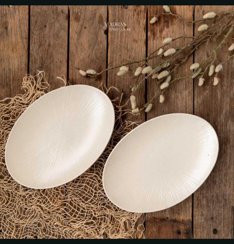 RENTALS - CERAMICWARE# 100 White Textured Oval Plate