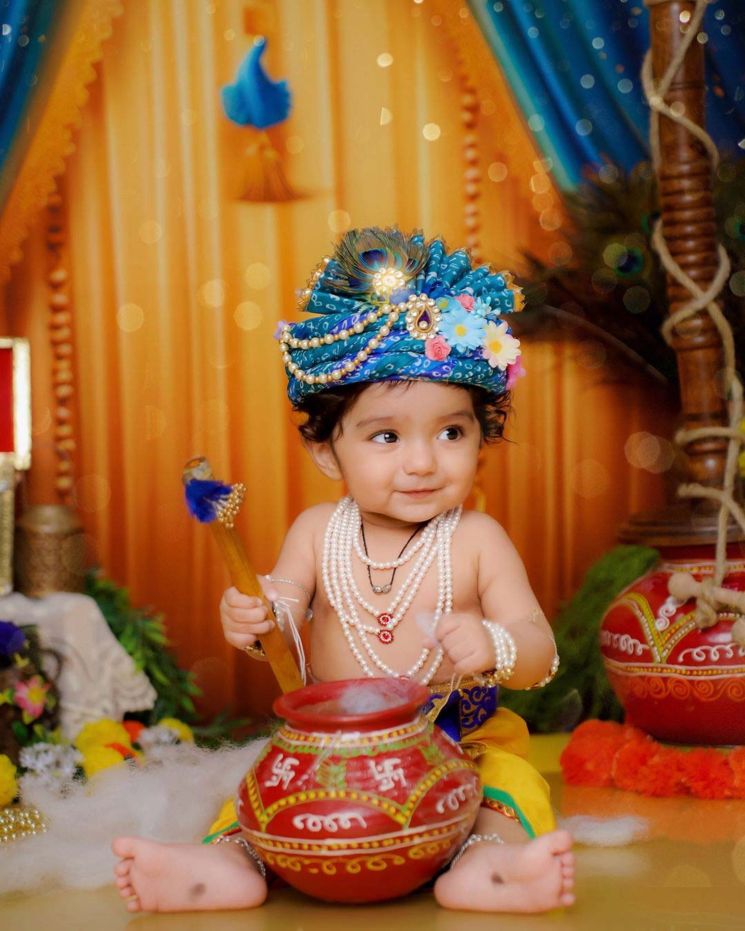 Rental - Radhe Shyam - Printed Baby Backdrop - 5 by 7 Feet - Fabric