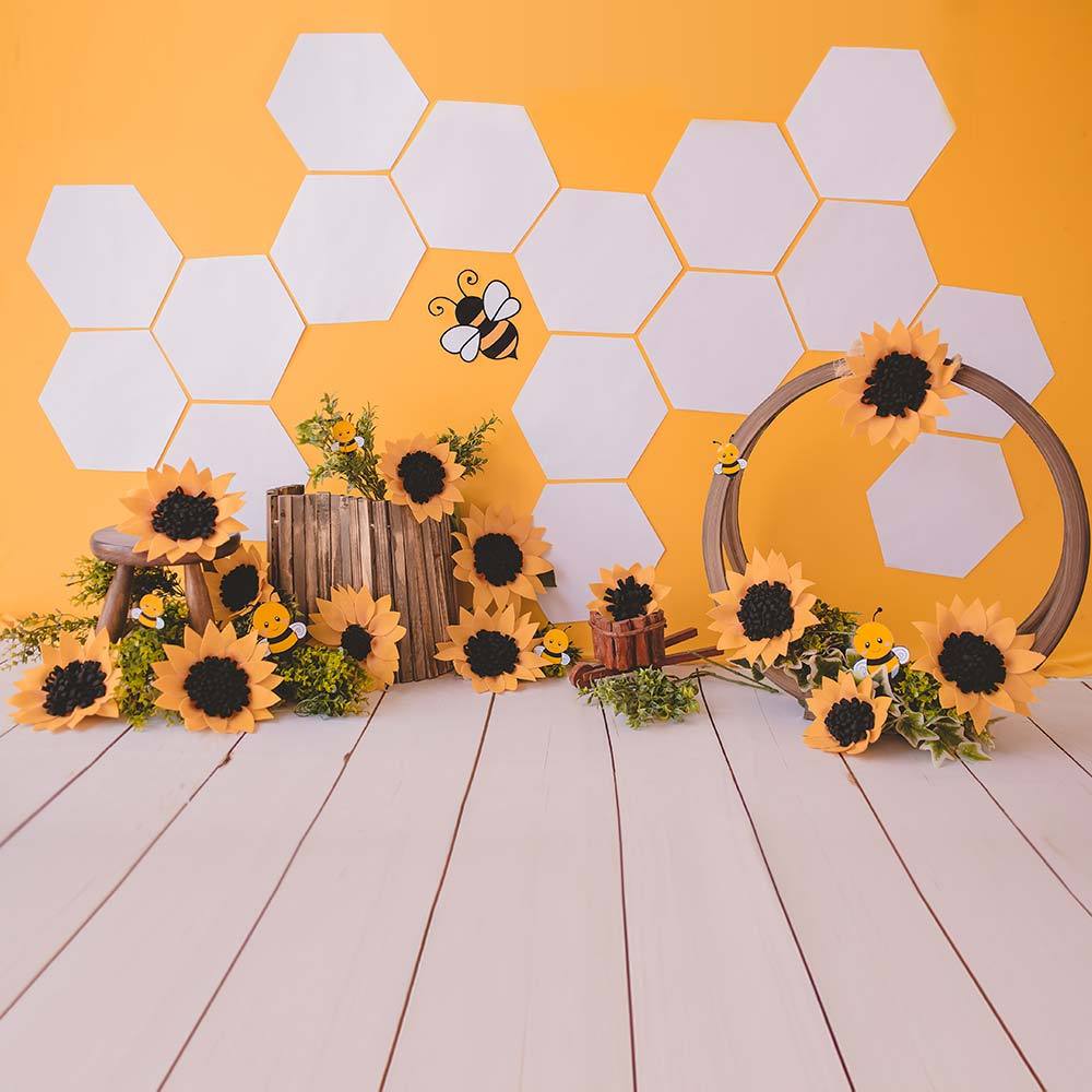 Rental - Into The Sunflower Garden - Printed Baby Backdrops - 5 by 6 feet