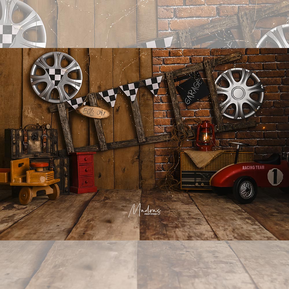 Rental -  Car Garage - Printed Backdrop-  5 by 7 feet