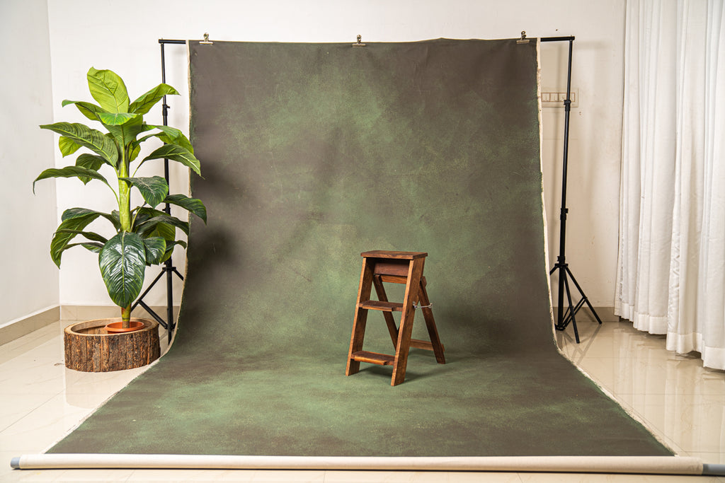 Rentals - 24 Hours Rental Hand Painted - Greenish Brown - Fashion Backdrops - 7 by 12 Feet