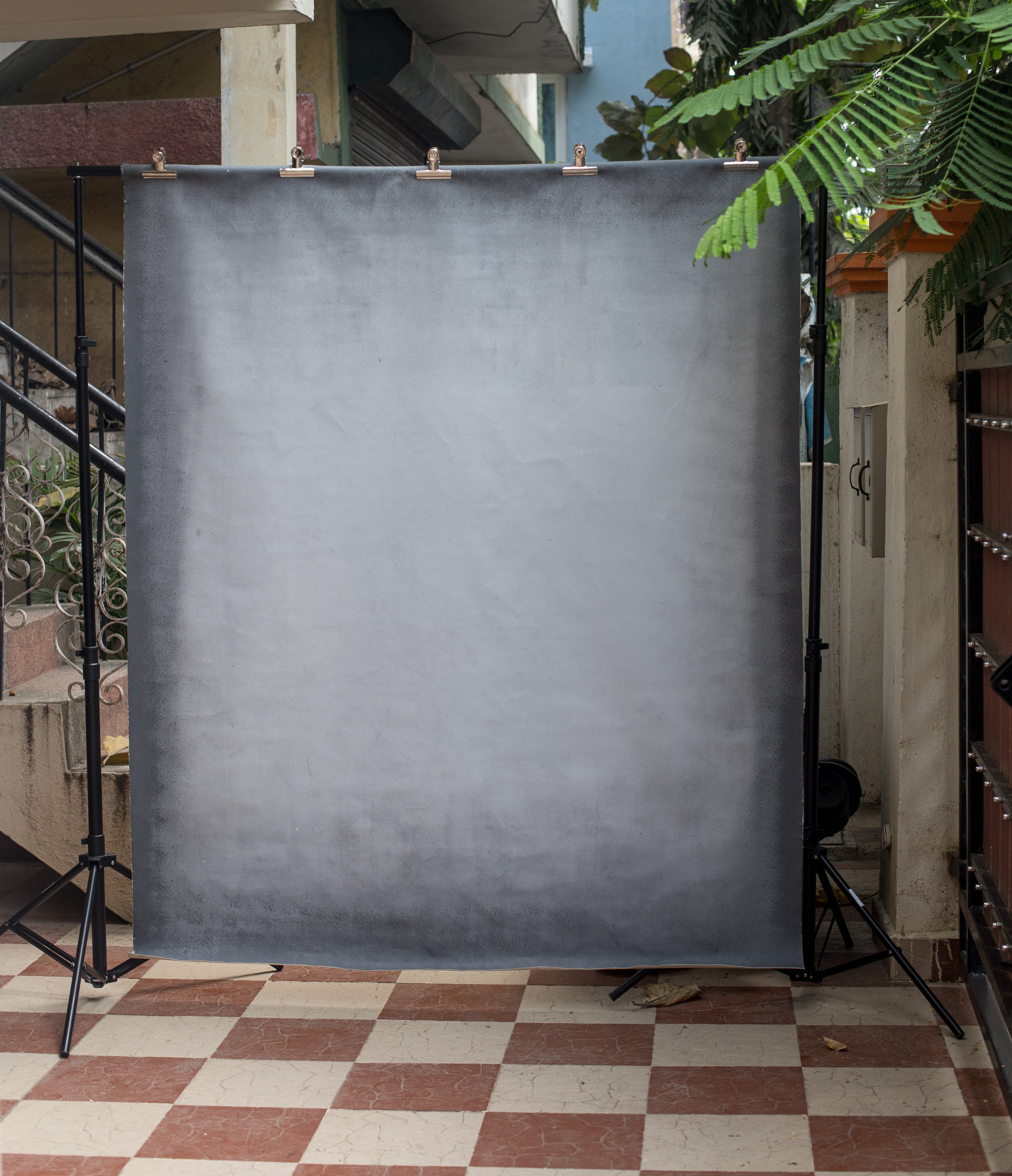 Rental - 24 Hours Rental Hand Painted - Grey Canvas - Pained Baby Backdrops - 5 by 6 Feet
