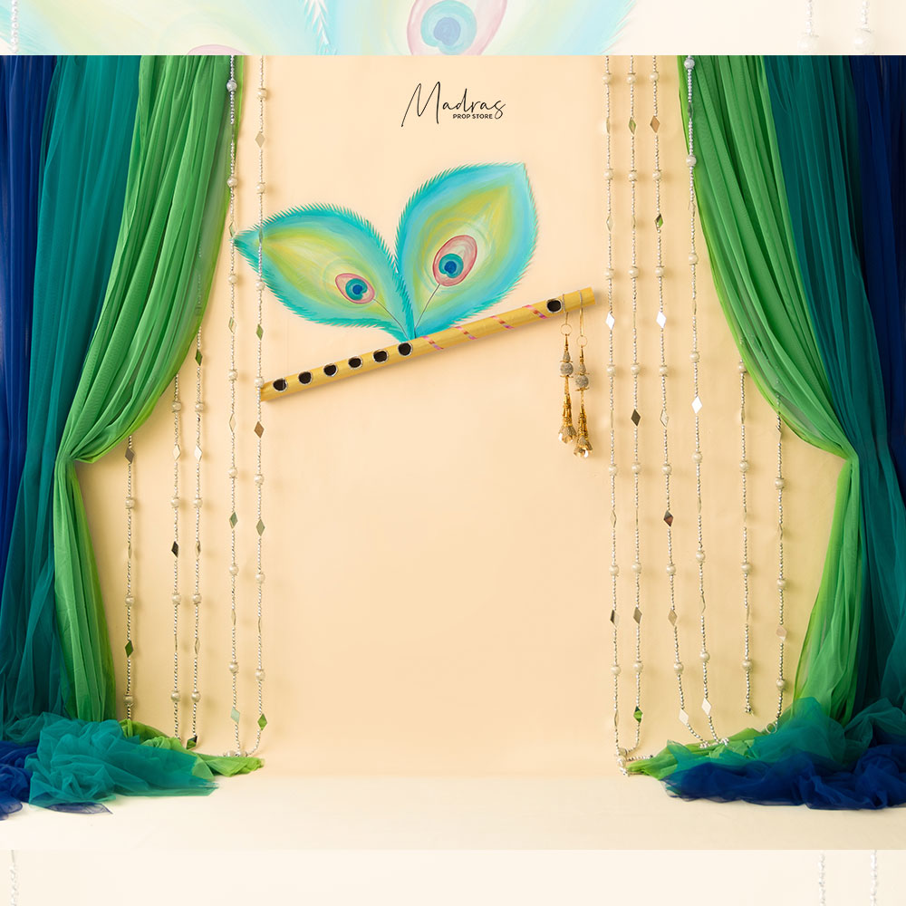 Rentals - Janmashtami - Printed Baby Backdrops - 5 by 6 feet - Fabric