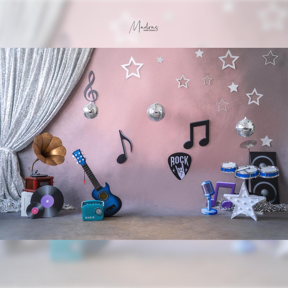 Rental -Music Theme  - Printed Baby Backdrops - 5 by 7 feet - Fabric