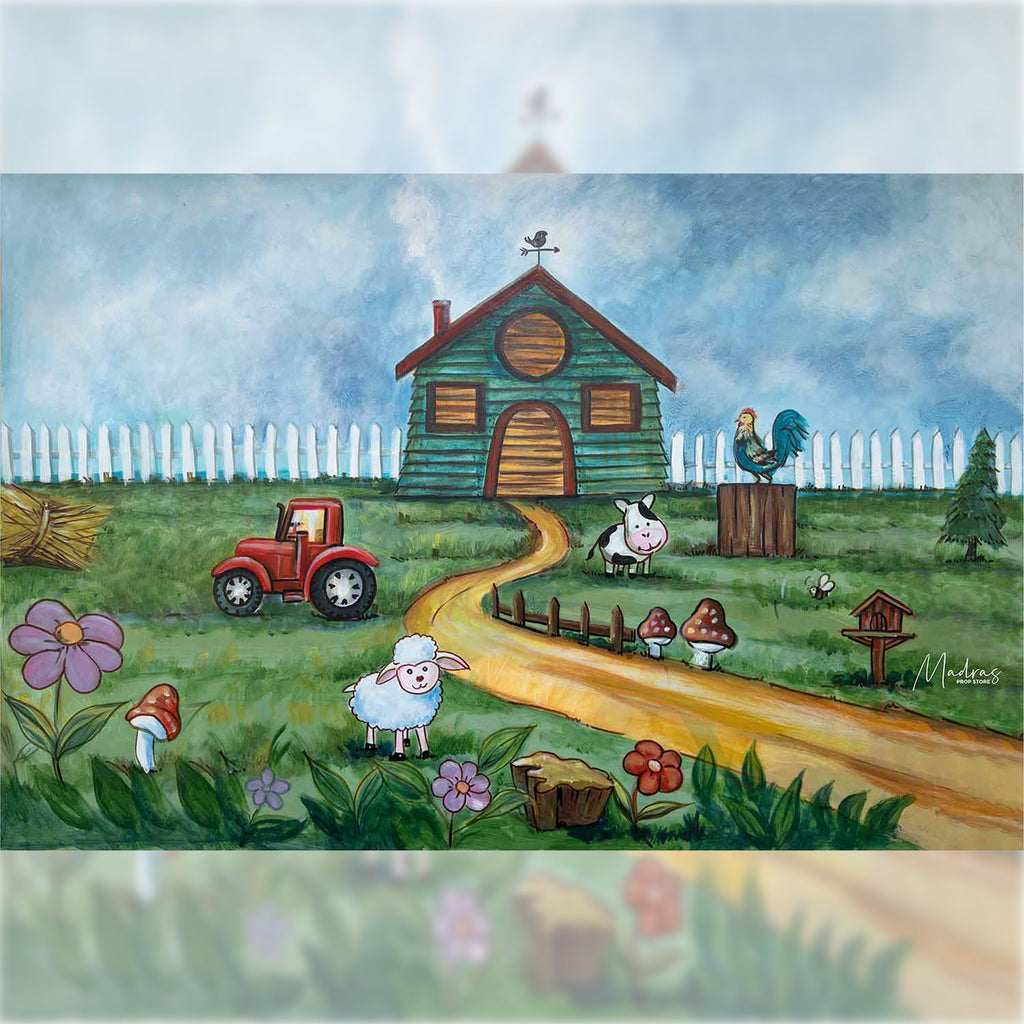 Rentals - Old McDonald's Had A Farm - Printed Baby Backdrops - 5 by 6 feet