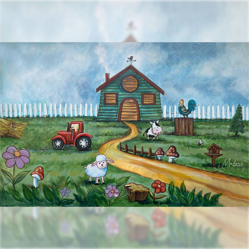 Rentals - Old McDonald's Had A Farm  - Printed Baby Backdrops - 5 by 6 feet - Fabric
