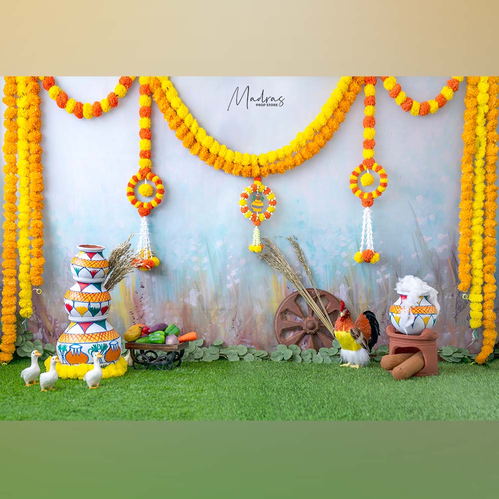 Pongal/Ugadi- 5 By 7- Fabric Printed Backdrop