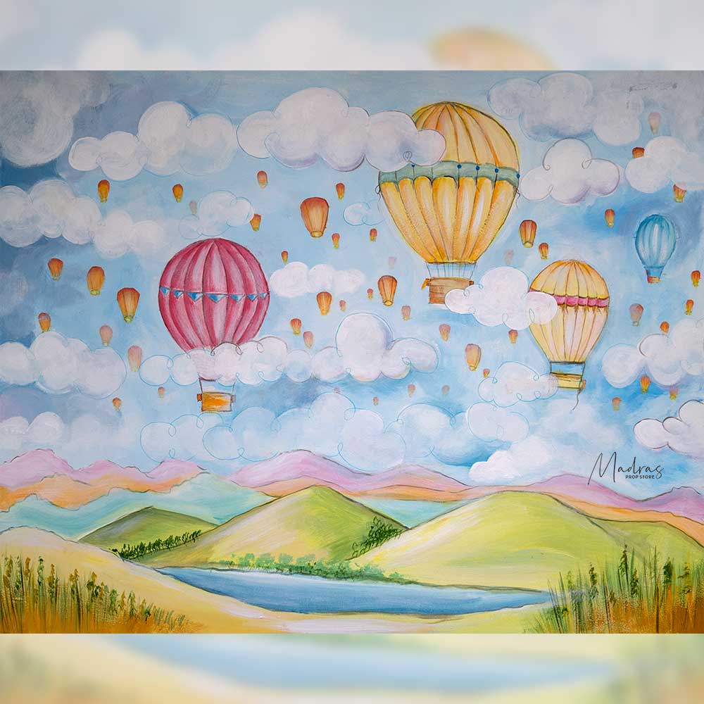Rentals - Hot Air Balloons - Printed Baby Backdrops - 5 by 6 feet