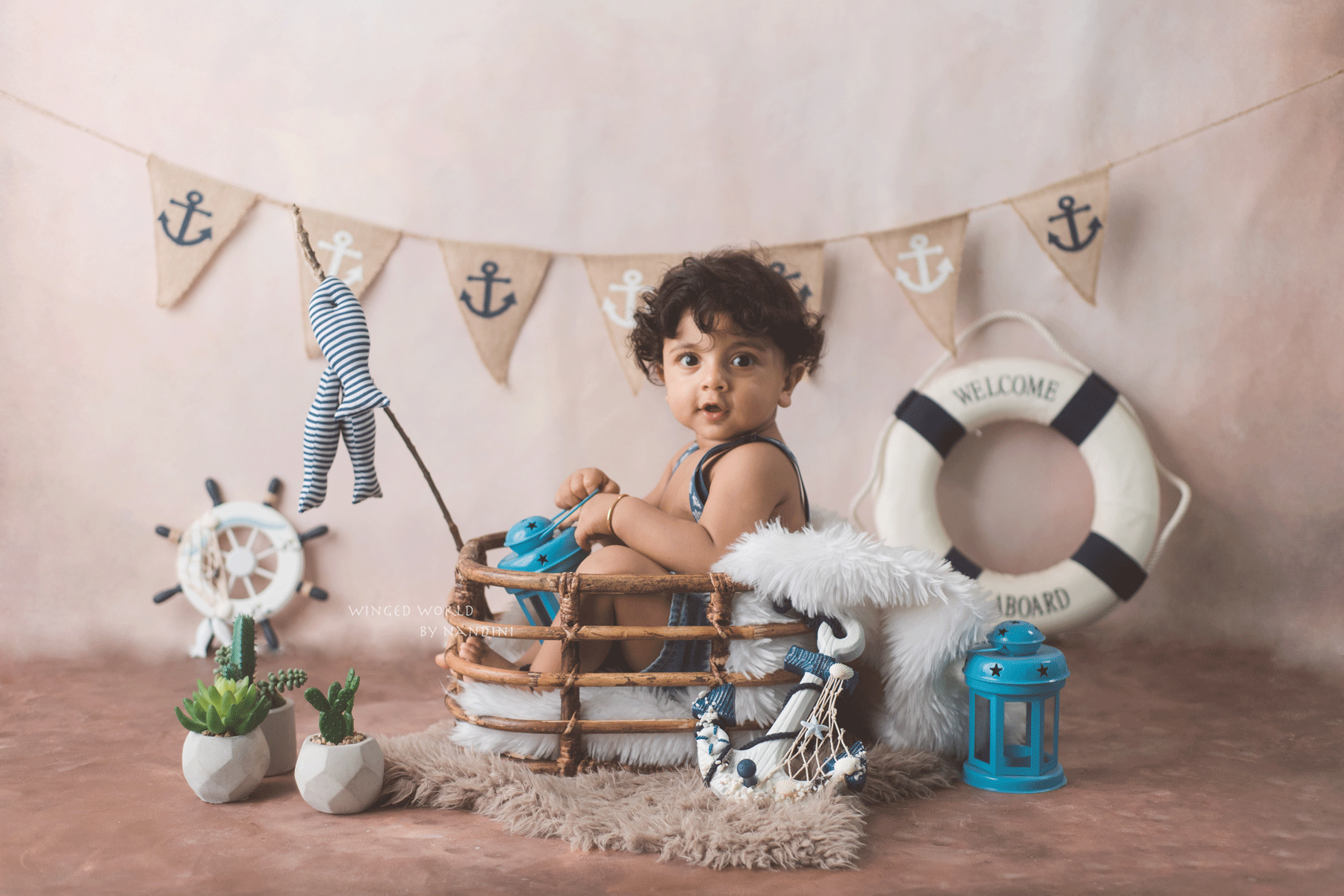 Rental - 24 Hours Rental Hand Painted - Light Beige Canvas - Baby Painted Backdrops - 5 by 6 Feet