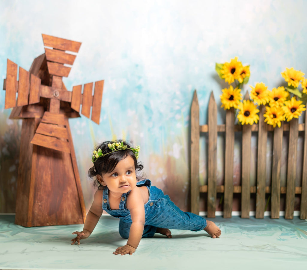 Rentals - Cyan fields - Printed Baby Backdrops - 5 by 6 feet