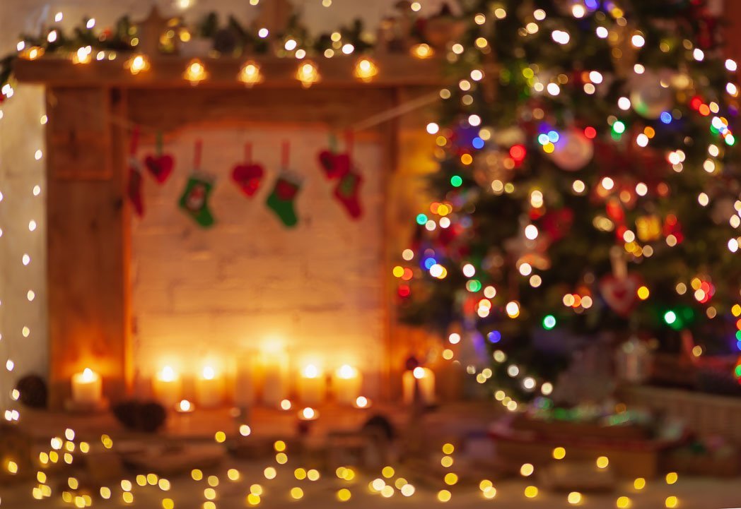 Rental - Xmas Bokeh - Printed Baby Backdrops - 5 by 4 feet