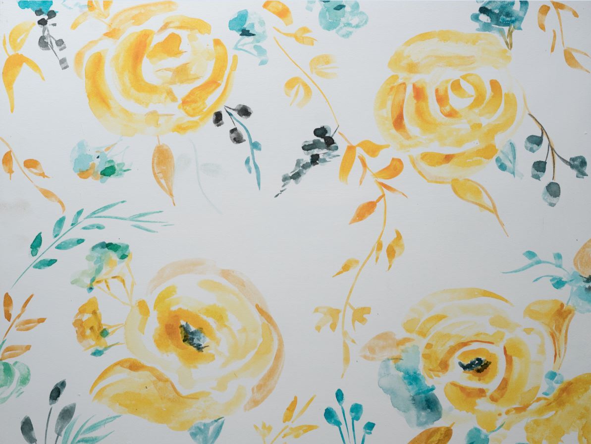 Rental - Yellow Roses - Printed Baby Backdrops - 5 by 4 feet